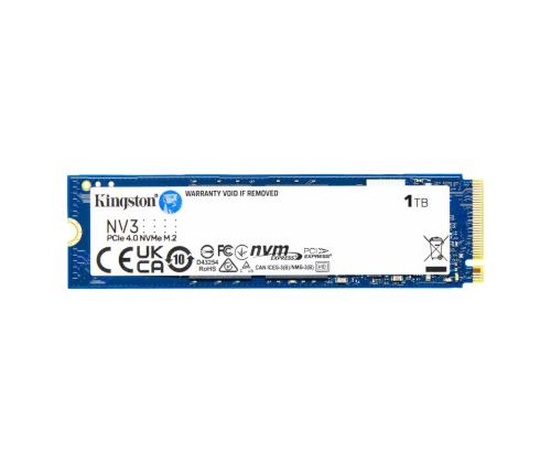 SSD KINGSTON NV3 1TB M.2 PCIE NVMe 3D NAND Kirjoitusnopeus 4000 Mt/s Lukunopeus 6000 Mt/s...