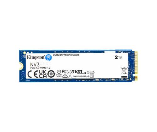 SSD KINGSTON NV3 2TB M.2 PCIE NVMe 3D NAND Kirjoitusnopeus 5000 Mt/s Lukunopeus 6000 Mt/s...