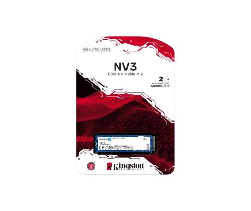 SSD KINGSTON NV3 2TB M.2 PCIE NVMe 3D NAND Kirjoitusnopeus 5000 Mt/s Lukunopeus 6000 Mt/s...