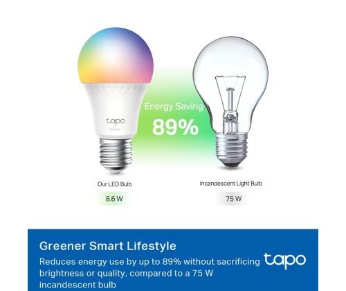 Älykäs hehkulamppu TP-LINK Virrankulutus 8,6 wattia Valovirta 1055 Lumen 6500 K 240 V Säde...
