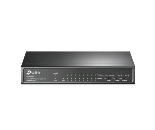 Kytkin TP-LINK Työpöytä/jalusta 9x10Base-T / 100Base-TX PoE+ portit 8 TL-SF1009P