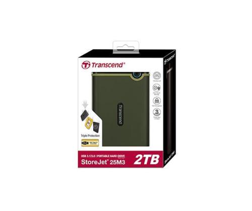 Väline kõvaketas HDD TRANSCEND StoreJet 2TB USB 3.0 Väri Vihreä TS2TSJ25M3G