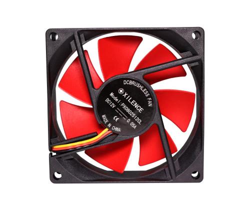 KOTELON PUHALLIN 80 MM PUNAINEN 3PIN + 4P/12V XF037 XILENCE