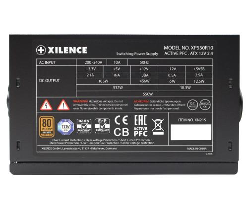 Virtalähde XILENCE 550 Watts Efficiency 80 PLUS BRONZE PFC Active XN215
