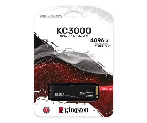 Kiintolevyasema SSD KINGSTON KC3000 4TB M.2 PCIE NVMe 3D TLC Kirjoitusnopeus 7000 Mt sekunnissa Lukunopeus 7000 Mt...