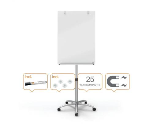 Lehtiötaulu lasi 700x1000mm valkoinen NOBO