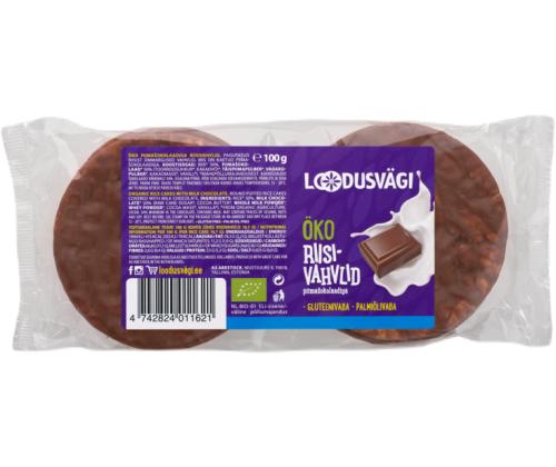 LOUDUSVÄGI Luomuriisivohvelit maitosuklaalla 100g