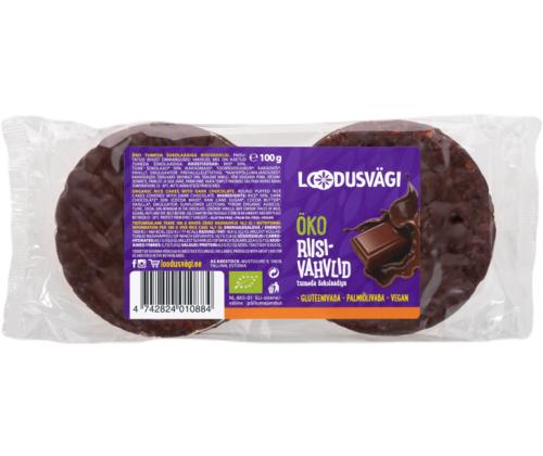LOUDUSVÄGI Luomuriisivohvelit tummalla suklaalla 100g