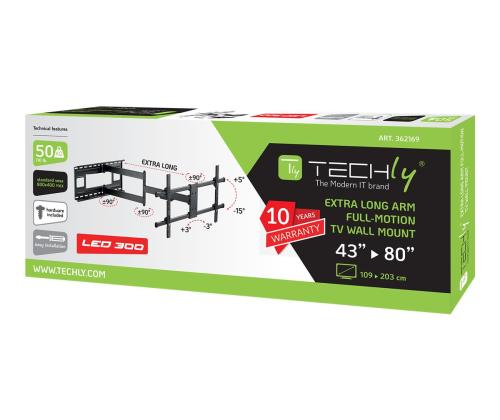 TECHLY Wall Bracket ulosvedettävä varsi