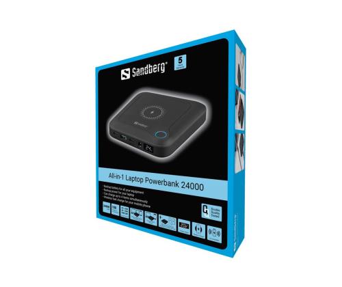 SANDBERG All-in1 kannettavan tietokoneen Powerbank 24000