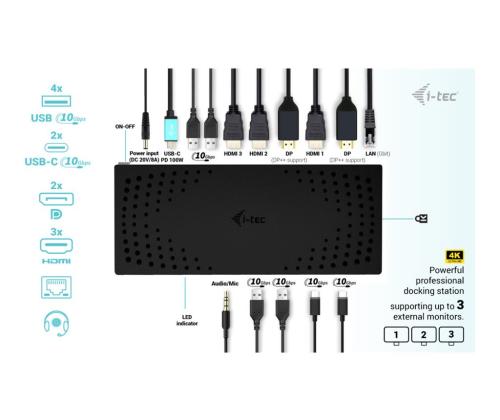 I-TEC USB3.0/USB-C/TB 3x4K Dock G2 PD100