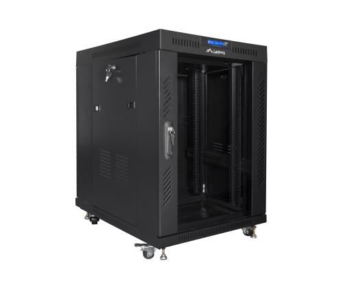 LANBERG-hyllykaappi 15U 600x800 lasinen