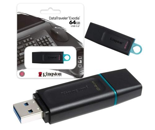 Muistitikku KINGSTON 64GB  USB 3.2 Exodia Black + Teal
