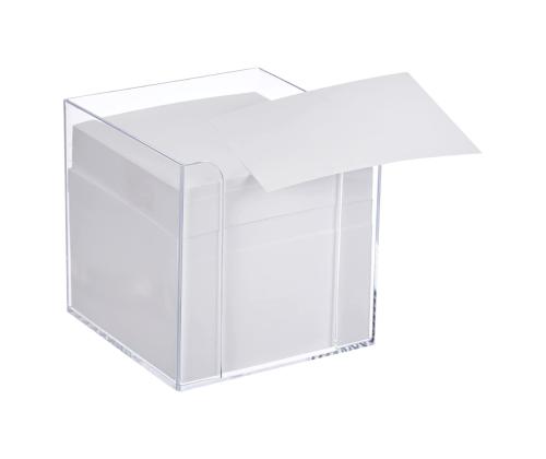 Muistikirjakuutio 90x90mm valkoinen muovikupissa ilman liimaa, 800 arkkia