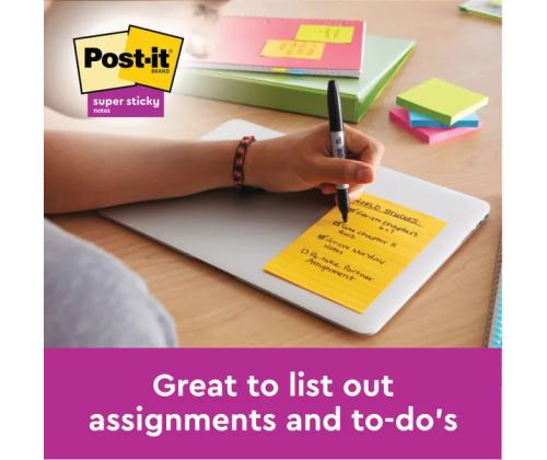 Muistiinpanopaperi 101x152mm POST-IT 6445 Super Sticky 4 väriä x 45 arkkia