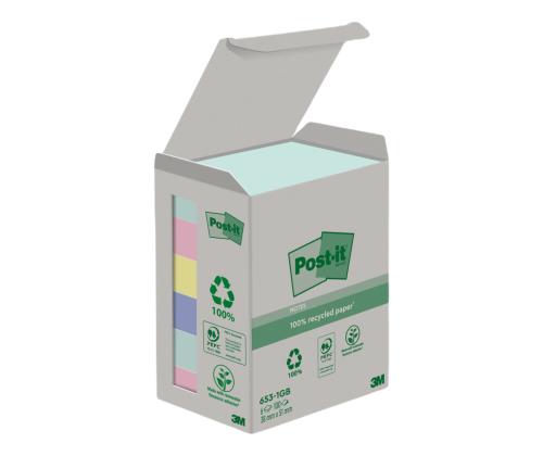 Viestilaput 38x51 Post-it 653 RP pastelli värid 6kpl/pkt