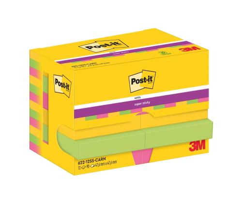 Viestilappukuutio 47,6x47,6 Post-it Super Sticky Carnival