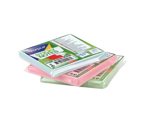 Muistiinpanopaperi 75x75mm FORPUS Stick Notes pastellinpunainen 80 arkkia