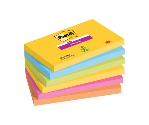 Muistiinpanopaperi 76x127mm POST-IT Super Sticky Carnival 6x90 arkkia