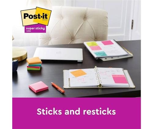 Viestilappu 76x76 Post-it R330 Super Sticky 6x90 Carnival