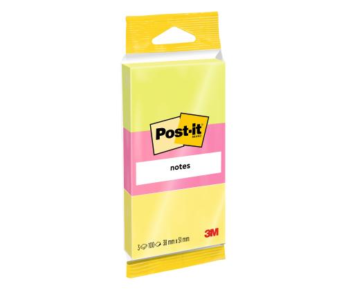 Muistipaperi 38x51mm POST-IT neonvärit 3x100 arkkia