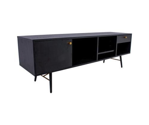 TV-pöytä LUXEMBURG 150x40xH50cm, musta melamiini