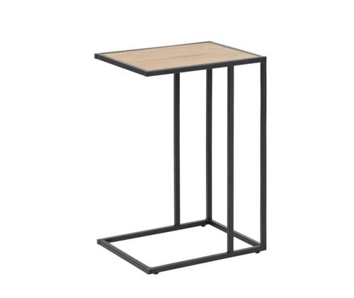 Sivupöytä kannettavalle tietokoneelle SEAFORD, 43x35xH63cm, pöytälevy: huonekalulevy laminoidulla pinnoitteella, väri: tammi, runko: musta metalli