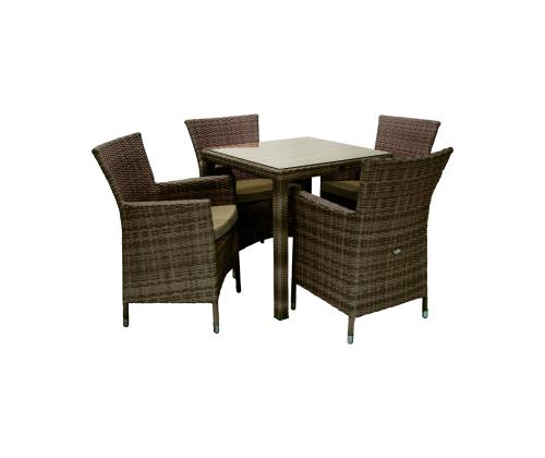 Puutarhakalusteet WICKER pöytä ja 4 tuolia, tummanruskea