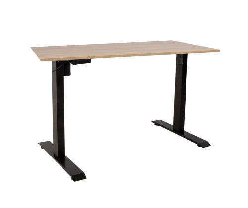 Säädettävä pöytä ERGO 1 moottorilla 140x70xH71-121cm, hickory puu/musta, melamiinilevy