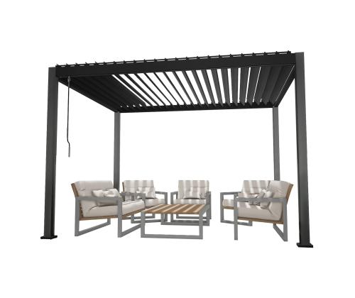 Katos MIRADOR 3x3xH2,5m verhoilla, tummanharmaa