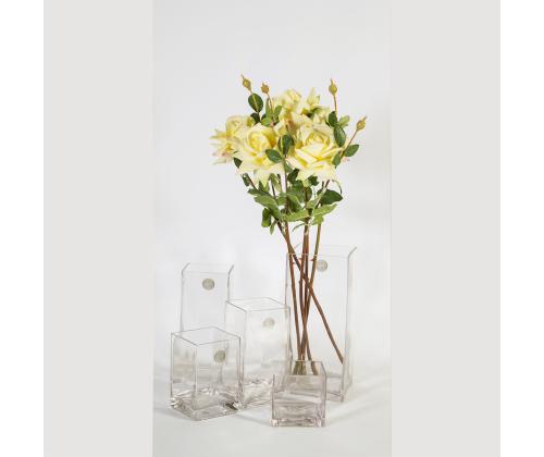 Maljakko IN HOME 13x13xH30cm, läpinäkyvä lasi