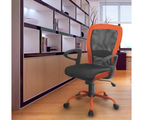 Työtuoli LENO, 60x57xH91-98,5cm, harmaa/oranssi, polyesterikangas, teräs