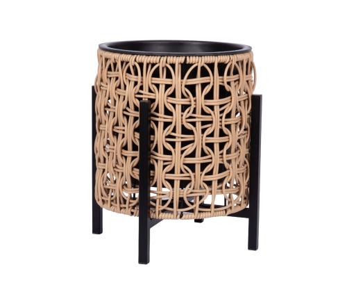 Kukkaruukku WICKER pohjalla 28x28xH32cm, vaaleanruskea