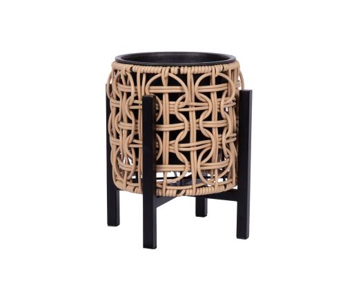 Kukkaruukku WICKER pohjalla 20x20xH23cm, vaaleanruskea