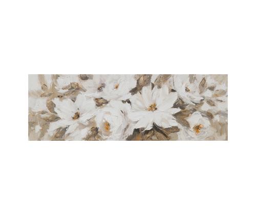 Öljymaalaus 50x150cm, valkoiset kukat