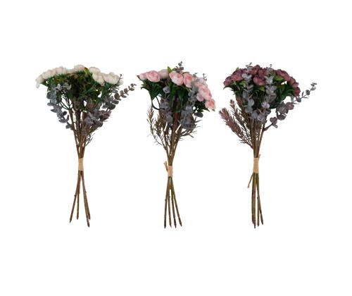 Tekokukka FLOWERLY H26cm 4kpl ruusut kimppu, sekoitus, mix