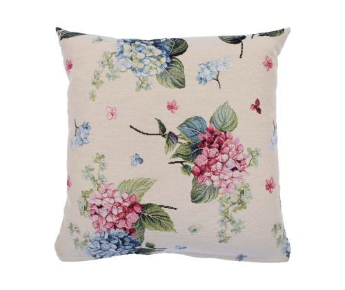 Tyyny HOLLY 45x45cm, vetoketjullinen, hortensioita, kangas 50% puuvillaa, 50% polyesteriä, kangas 795