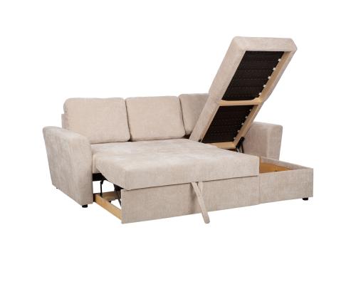 Kulmasohva INGA 217x92/160xH92cm, beige samettipintainen, samettinen