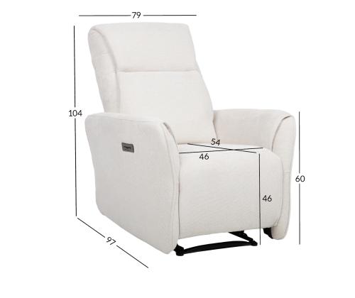 Nojatuoli HEIDY sähköinen lepotuoli 79x97xH104cm, valkoinen