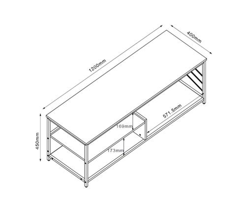 TV-pöytä DIMITRA 120 x40x45cm, harmaa