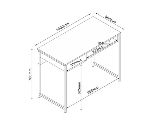 Työpöytä DIMITRA 100x50x76cm, harmaa