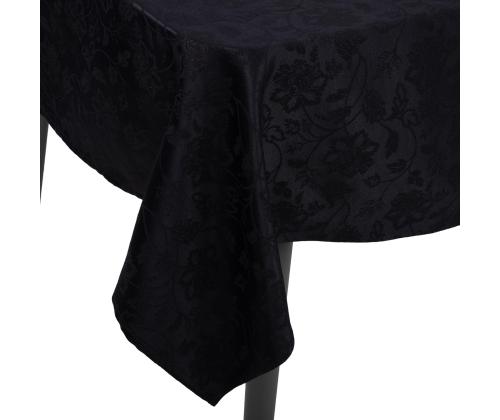 Pöytäliina PARTY 136x220cm, musta kukka, 50% polyesteri, 50% puuvilla, kangas 121