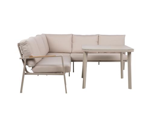 Puutarhakalustesarja UPLAND pöytä ja kulmasohva, beige