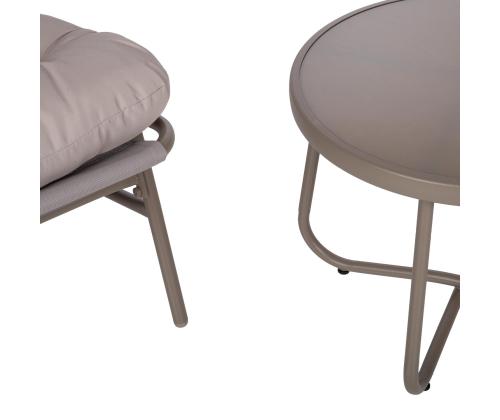 Puutarhakalustesarja JIVE pöytä ja 2 tuolia, taupe beige viimeistely