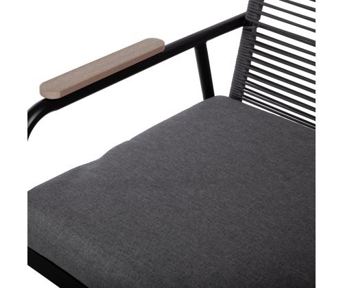 Puutarhakalustesarja MACOS pöytä, sohva ja 2 tuolia, harmaa/musta