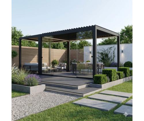 Liukuva lasiseinä katokselle MIRADOR-111 3m 3m