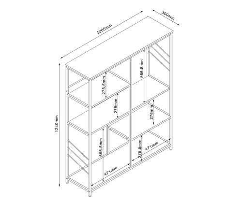 Hylly DIMITRA 100x30x124cm, harmaa