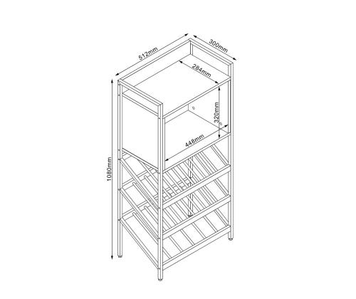 Viiniteline HANNES 51x30xH108cm, rustiikkimelamiinia