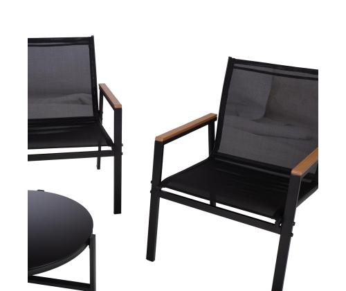 Puutarhakalustesarja CANAAN pöytä, penkki ja 2 tuolia, musta