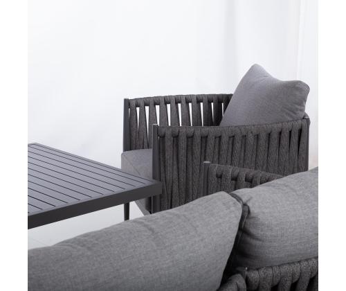 Puutarhakalustesarja BRISTOL pöytä, sohva ja 2 tuolia, harmaa